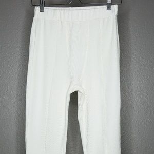 White Knit Loungewear Leggings Long Johns Style
